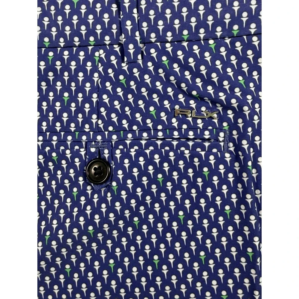 RLX Ralph Lauren Shorts Mens 40 Blue Golf Tee Print Stretch 9 Inseam Performance